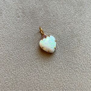 Gold Heart Pendant with Opal and Purple Sapphire